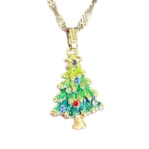 Christmas Tree Pendant Gold Chain Necklace